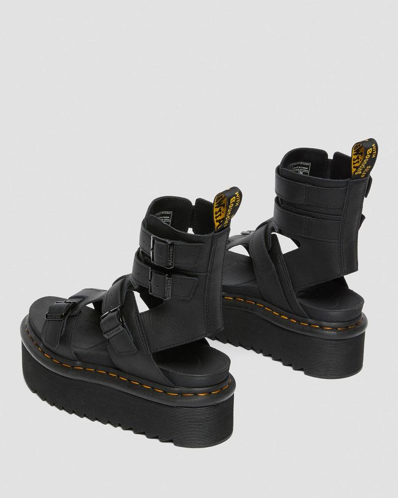 Women's Dr Martens Giavanna Leather Platform Platform Sandals Black | AU 310GSO